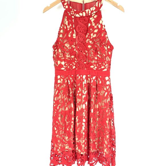 Francesca's Dresses & Skirts - Francesca's Braylee red floral lace A-line dress, Size M